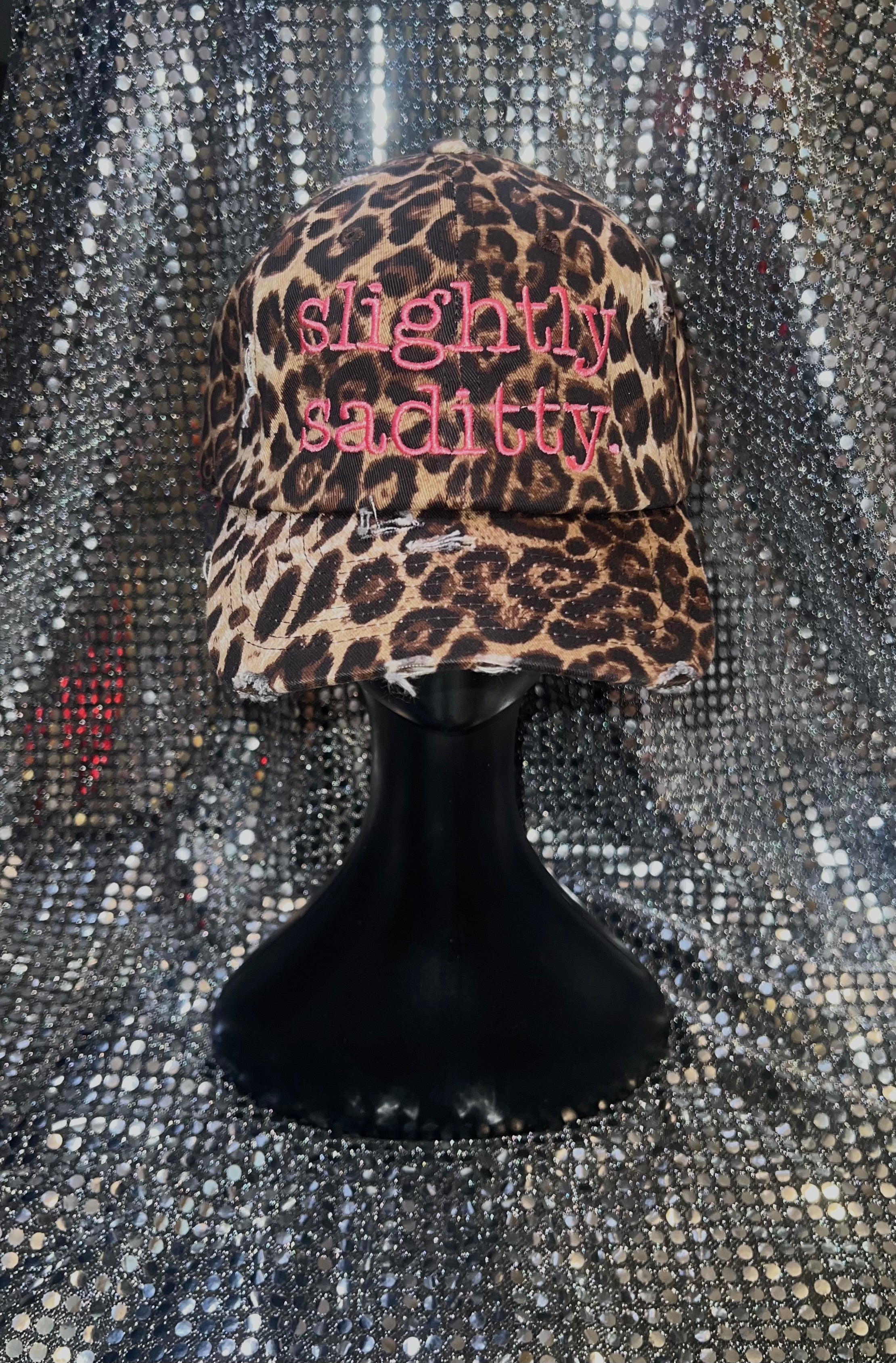 Slightly Saddity Cheetah Print Hat (Breast Cancer Awareness)