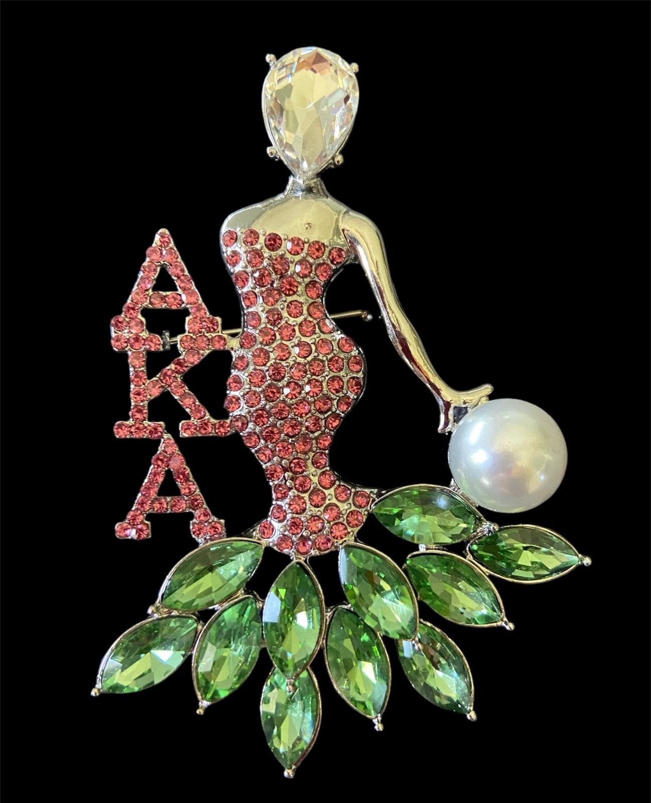 The Lady in Pink & Green Brooch